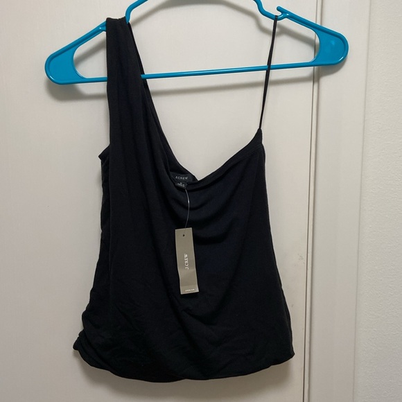 NWT J.Crew FormKnit Black One-shoulder Tank Top Size Small - Picture 2 of 5